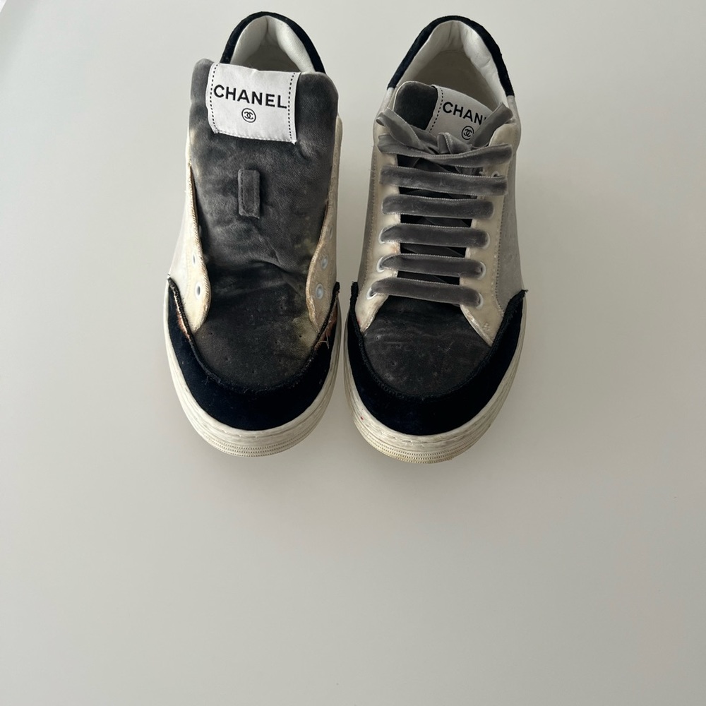 Chanel sneakers bleached in spots in photos